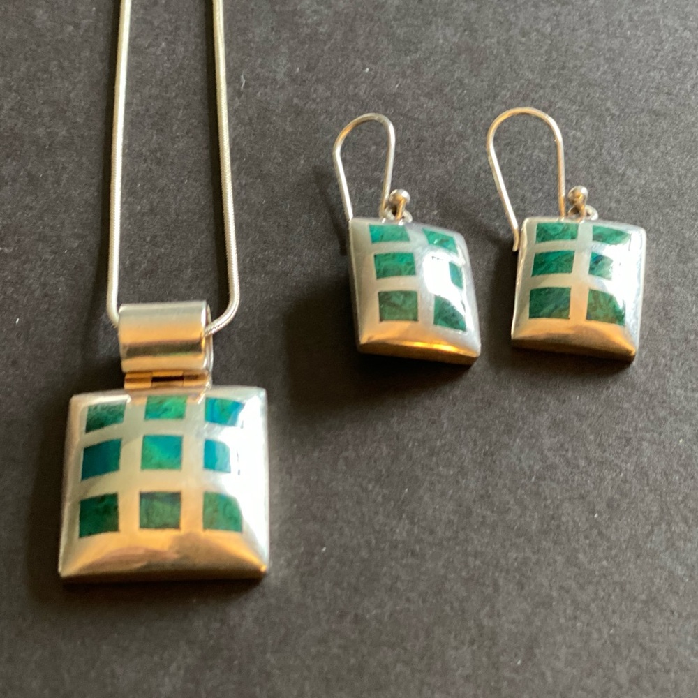Silver Turquoise Necklace & Earring Set